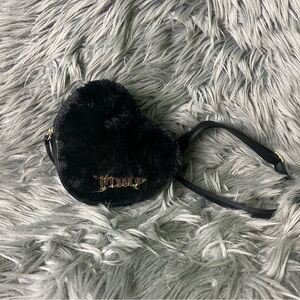 Juicy Couture Black Faux Fur Change of Heart Purse